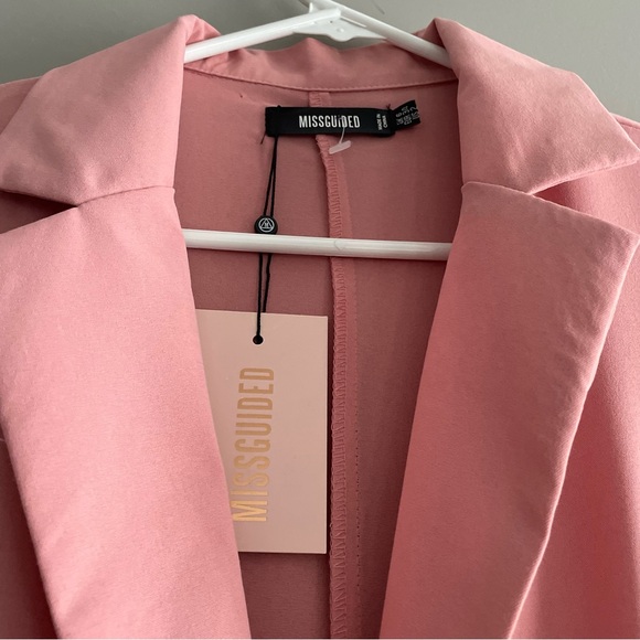 Missguided Notch Lapel Belted Jumpsuit Bubble Gum Pink Size US2 NWT - Picture 6 of 7